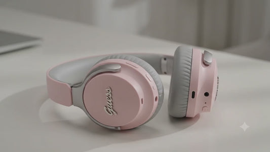 Auriculares Bluetooth ANC/ENC Guess GUBHC22PSBCSMP Rosa con logo metálico